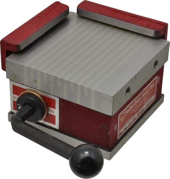 Suburban Tool - Fine Pole Square Permanent Magnetic Block Chuck - 4" Long x 4" Wide x 2-5/8" High, Ceramic - A1 Tooling