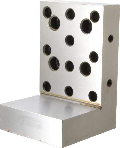 Suburban Tool - 4" Wide x 6" Deep x 4" High Steel Precision-Ground Angle Plate - Standard Plate, Machined Holes on Surface, Open End, 1-1/4" Thick, Single Plate - A1 Tooling