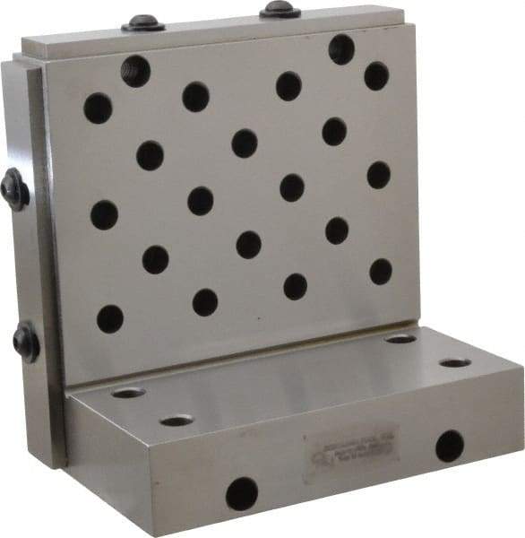 Suburban Tool - 6" Wide x 6" Deep x 4" High Steel Precision-Ground Angle Plate - Standard Plate, Machined Holes on Surface, Open End, 1-1/4" Thick, Single Plate - A1 Tooling