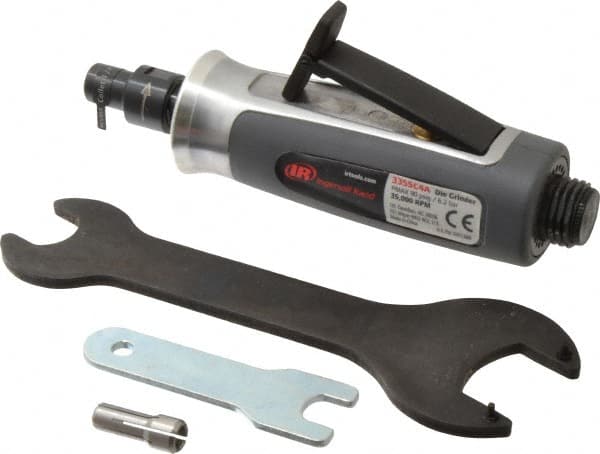 Ingersoll-Rand - 1/4" Collet, Straight Handle, Straight Air Die Grinder - 35,000 RPM, Rear Exhaust, 30 CFM, 0.3 hp, 620 kPa, 1/4 NPT - A1 Tooling