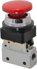 ARO/Ingersoll-Rand - 1/8" NPT Manual Mechanical Valve - 3-Way, 2 Position, Palm Button/Spring & 0.2 CV Rate - A1 Tooling