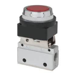 ARO/Ingersoll-Rand - 1/8" NPT Manual Mechanical Valve - 3-Way, 2 Position, Push-Button w/Guard/Spring & 0.2 CV Rate - A1 Tooling