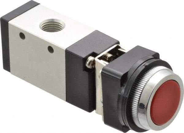 ARO/Ingersoll-Rand - 1/4" NPT Manual Mechanical Valve - 3-Way, 2 Position, Push-Button w/Guard/Spring & 0.7 CV Rate - A1 Tooling