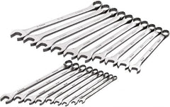 SK - 19 Piece, 6mm to 24mm, 12 Point Combination Wrench Set - Metric Measurement Standard, Full Polish Chrome Finish, Comes in Roll-Up Pouch - A1 Tooling