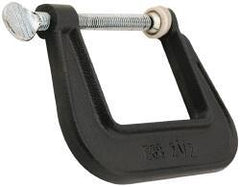 Wilton - Light-Duty 1-1/4" Max Opening, 1-1/4" Throat Depth, Ductile Iron Standard C-Clamp - 450 Lb Capacity, 0" Min Opening, Standard Throat Depth, Steel Screw - A1 Tooling