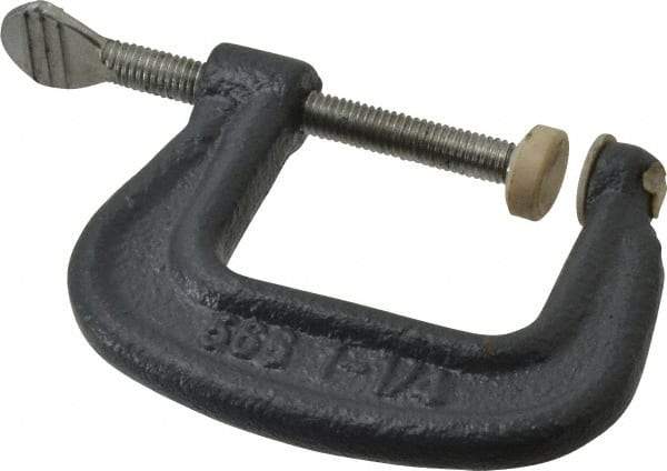 Hargrave - Light-Duty 1-1/4" Max Opening, 1-3/16" Throat Depth, Ductile Iron Standard C-Clamp - 550 Lb Capacity, 0" Min Opening, Standard Throat Depth, Steel Screw - A1 Tooling