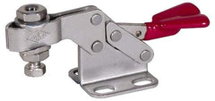 De-Sta-Co - 750 Lb Holding Capacity, Horizontal Handle, Manual Hold Down Toggle Clamp - 168° Handle Movement, 90° Bar Opening, U-Bar, Flanged Base, Electro-Plated Zinc, Stainless Steel - A1 Tooling