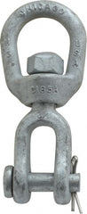 Made in USA - 2, 250 Lbs. Load Limit, 4-5/8 Inches Long x 3/8 Inch Diameter Jaw Eye Swivel - Exact Industrial Supply