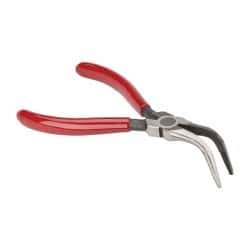 Proto - 6-5/16" OAL, 1-5/8" Jaw Length x 3/4" Jaw Width, Long Nose Bent Nose Pliers - Serrated Jaw, Chain Nose Head, Plastisol Handles - A1 Tooling