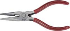 Proto - 5-9/16" OAL, 1-11/16" Jaw Length x 1/2" Jaw Width, Long Nose Side Cutting Chain Nose Pliers - Serrated Jaw, Needle Nose Head, Plastisol Handles, with Spring - A1 Tooling