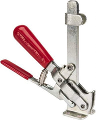 De-Sta-Co - 500 Lb Holding Capacity, Vertical Handle, Manual Hold Down Toggle Clamp - 57° Handle Movement, 99° Bar Opening, Solid Bar, Flanged Base, Electro-Plated Zinc, Carbon Steel - A1 Tooling