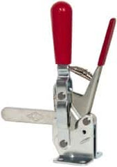 De-Sta-Co - 750 Lb Holding Capacity, Vertical Handle, Manual Hold Down Toggle Clamp - 58° Handle Movement, 103° Bar Opening, Solid Bar, Flanged Base, Electro-Plated Zinc, Carbon Steel - A1 Tooling