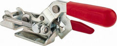 De-Sta-Co - 2,000 Lb Capacity, Horizontal, U Hook, Flanged Base, Carbon Steel Pull Action Latch Clamp - 2-1/2" Drawing Movement, 8.2" OAL, Threaded U Hook, Straight Handle - A1 Tooling