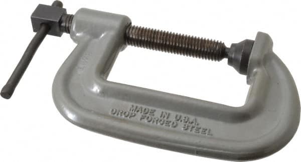 Wilton - Heavy-Duty 3" Max Opening, 2" Throat Depth, Forged Steel Standard C-Clamp - 8,750 Lb Capacity, 0" Min Opening, Standard Throat Depth, Cold Drawn Steel Screw - A1 Tooling