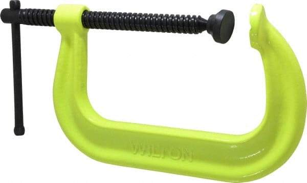 Wilton - Regular-Duty 6-1/16" Max Opening, 4-1/8" Throat Depth, Forged Steel Standard C-Clamp - 6,600 Lb Capacity, 0" Min Opening, Deep Throat, Alloy Steel Screw - A1 Tooling