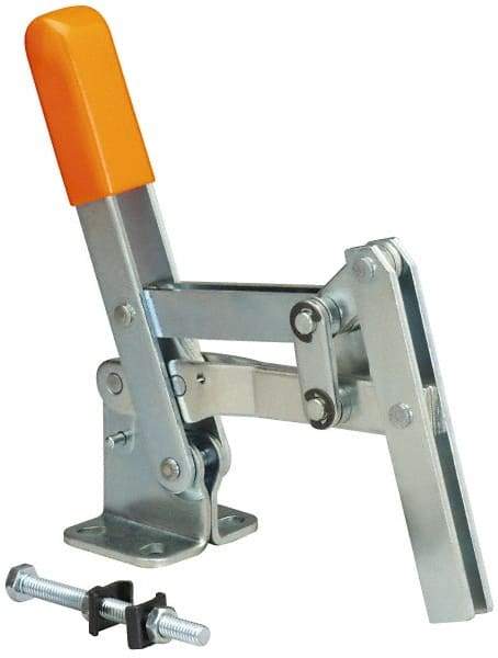 Lapeer - 400 Lb Holding Capacity, Vertical Handle, Manual Hold Down Toggle Clamp - 65° Handle Movement, 120° Bar Opening, U-Bar, Flanged Base, Carbon Steel - A1 Tooling