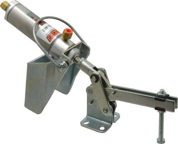 Lapeer - 400 Lb Inner Hold Capacity, Horiz Mount, Air Power Hold-Down Toggle Clamp - 1/8 NPTF Port, 100° Bar Opening, 2-3/16" Height Under Bar - A1 Tooling