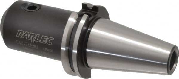 Parlec - CAT40 Taper Shank 3/4" Hole End Mill Holder/Adapter - 1-3/4" Nose Diam, 3-1/2" Projection, Through-Spindle Coolant - Exact Industrial Supply