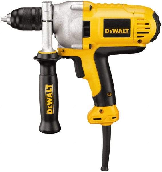 DeWALT - 1/2" Keyless Chuck, 0 to 1,250 RPM, Mid-Handle Grip Electric Drill - 10 Amps, Reversible, Includes 360° Locking Side Handle with Soft Grip - A1 Tooling