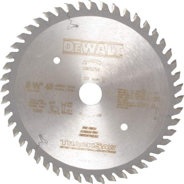 DeWALT - 6-1/2" Diam, 20mm Arbor Hole Diam, 48 Tooth Wet & Dry Cut Saw Blade - Carbide-Tipped, Crosscutting, Mitering, Ripping, Truing Action, Standard Round Arbor - A1 Tooling