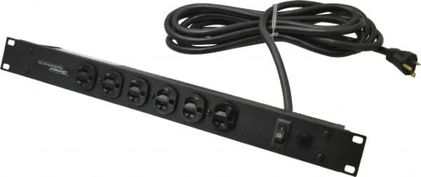 Wiremold - 6 Outlets, 120 Volts, 20 Amps, 15' Cord, Power Outlet Strip - Rack Mount, 6 Front NEMA Configuration, 19" Strip, cULus Recognized - A1 Tooling