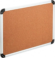 UNIVERSAL - 48" Wide x 36" High Open Cork Bulletin Board - Natural Cork, Silver Frame - A1 Tooling