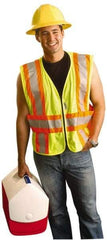 OccuNomix - Size 3X/4XL High Visibility Yellow Mesh Expandable Vest - 58 to 64" Chest, ANSI 107-2015, Zipper Closure, 3 Pockets, Polyester - A1 Tooling