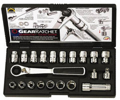 GearWrench - 21 Piece 3/8" Drive Socket Set - 3/8" to 3/4" (10mm to 19mm) Range, Inch/Metric Measurement Standard - A1 Tooling