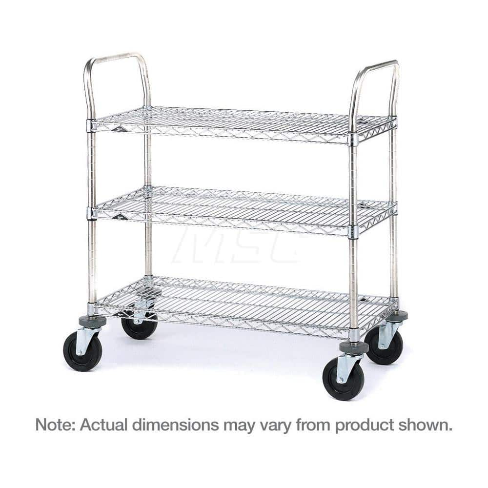 Metro - Carts; Type: Utility ; Load Capacity (Lb.): 600.000 ; Number of Shelves: 3 ; Width (Inch): 24 ; Length (Inch): 48 ; Height (Inch): 39 - Exact Industrial Supply