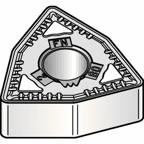 Kennametal - WNMG432 FN Grade KCP10B Carbide Turning Insert - TiOCN Finish, 80° Trigon, 1/2" Inscr Circle, 3/16" Thick, 1/32" Corner Radius - A1 Tooling