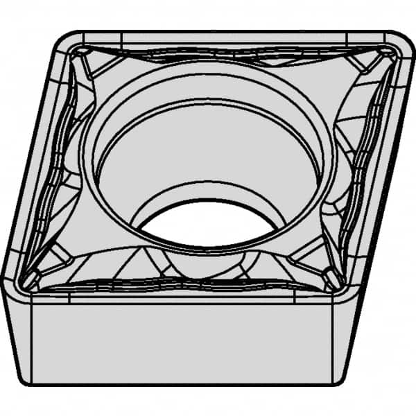 Kennametal - CPMT21.51 FP Grade KTP10 Cermet Turning Insert - TiN/TiCN/TiN Finish, 80° Diamond, 1/4" Inscr Circle, 3/32" Thick, 1/64" Corner Radius - A1 Tooling