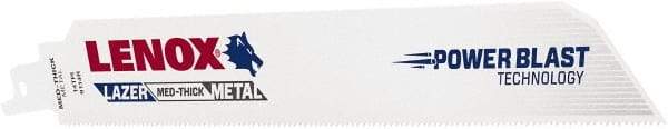 Lenox - 9" Long x 1" Thick, Bi-Metal Reciprocating Saw Blade - Straight Profile, 14 TPI, Toothed Edge - A1 Tooling