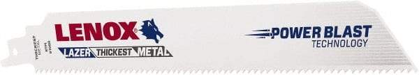 Lenox - 9" Long x 1" Thick, Bi-Metal Reciprocating Saw Blade - Straight Profile, 8 TPI, Toothed Edge - A1 Tooling