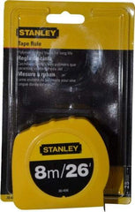 Stanley - 26' x 1" Yellow Blade Tape Measure - 1/32 & 1/16" & 1mm Graduation, Inch/Metric Graduation Style, Yellow Case - A1 Tooling