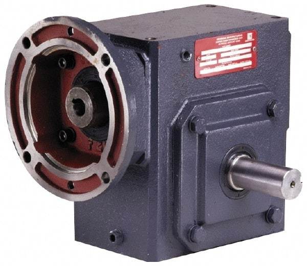 Morse - 3 Centerline Distance, 20:1, 88 RPM Output, 3/4 Input Horsepower, 468 Lbs. Max Torque, Speed Reducer - 1-1/4" Shaft Diam, Single Shaft Left, 5/8" Bore, 8-1/2" Long x 5-1/2" Wide x 8.88" High, 56C NEMA, 156 In/Lb. Min Torque - A1 Tooling