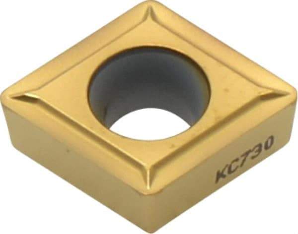 Kennametal - CCMT432 LF Grade KC730 Carbide Turning Insert - TiN Finish, 80° Diamond, 1/2" Inscr Circle, 3/16" Thick, 1/32" Corner Radius - A1 Tooling