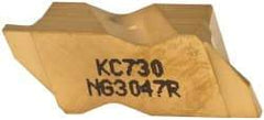 Kennametal - 3047NG Grade KC730, 1.19mm Cutting Width Carbide Grooving Insert - 1.91mm Max Depth of Cut, Right Hand, 0.19mm Corner Radius, TiN Finish - A1 Tooling