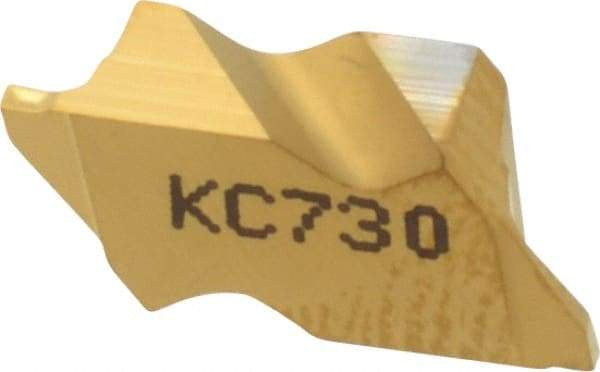 Kennametal - 2031NG K Grade KC730, 0.79mm Cutting Width Carbide Grooving Insert - 1.27mm Max Depth of Cut, Right Hand, 0.09mm Corner Radius, TiN Finish - A1 Tooling