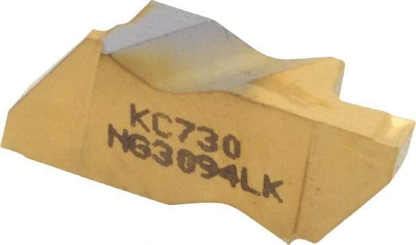 Kennametal - 3094NG K Grade KC730, 2.39mm Cutting Width Carbide Grooving Insert - 3.81mm Max Depth of Cut, Left Hand, 0.19mm Corner Radius, TiN Finish - A1 Tooling