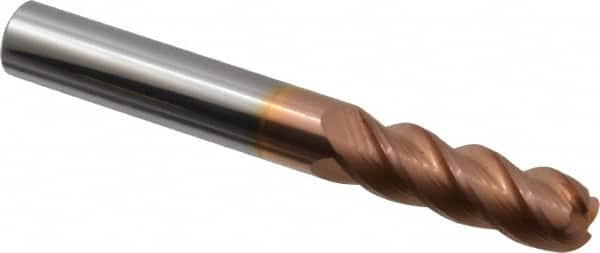 Accupro - 3/8", 4 Flute, Single End, Solid Carbide, 1/8" Corner Radius End Mill - 3" OAL, 40° Helix, Right Hand Flute, 1-1/8" LOC, Right Hand Cut - A1 Tooling