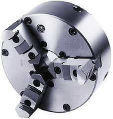 BTC - 3 Jaws, 12" Diam, Self Centering Manual Lathe Chuck - Plain Back Mount Spindle, Adjustable, Reversible, 2,200 Max RPM, 3.268" Through Hole Diam, Cast Iron - A1 Tooling