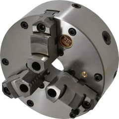 BTC - 3 Jaws, 6" Diam, Self Centering Manual Lathe Chuck - Plain Back Mount Spindle, Adjustable, Reversible, 3,400 Max RPM, 1.535" Through Hole Diam, Cast Iron - A1 Tooling