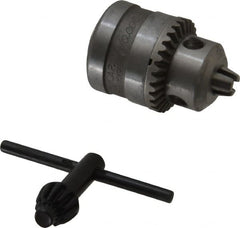 Jacobs - 3/8-24, 0.1 to 6.35mm Capacity, Threaded Mount Drill Chuck - Keyed, 28.7mm Sleeve Diam, 40.01mm Open Length - Exact Industrial Supply