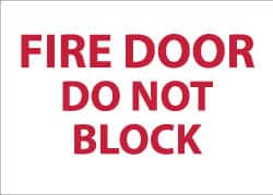 NMC - Fire Door - Do Not Block, Pressure Sensitive Vinyl Fire Sign - 14" Wide x 10" High, Glow-in-the-Dark - A1 Tooling