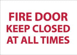 NMC - Fire Door - Keep Closed at All Times, Pressure Sensitive Vinyl Fire Sign - 14" Wide x 10" High, Glow-in-the-Dark - A1 Tooling