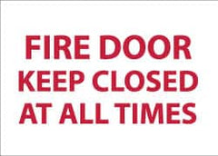 NMC - Fire Door - Keep Closed at All Times, Pressure Sensitive Vinyl Fire Sign - 14" Wide x 10" High, Glow-in-the-Dark - A1 Tooling