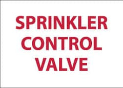 NMC - Sprinkler Control Valve, Pressure Sensitive Vinyl Fire Sign - 14" Wide x 10" High, Glow-in-the-Dark - A1 Tooling