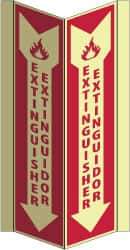 NMC - Extinguisher, Acrylic Fire Sign - 8-3/4" Wide x 16" High, English/Spanish, Glow-in-the-Dark - A1 Tooling