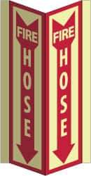 NMC - Fire Hose, Acrylic Fire Sign - 8-3/4" Wide x 16" High, Glow-in-the-Dark - A1 Tooling