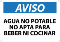 NMC - "Agua No Potable - No Apta Para Beber Ni Cocinar", 10" Long x 14" Wide, Aluminum Safety Sign - Rectangle, 0.04" Thick, Use for Workplace/Safety - A1 Tooling